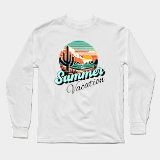 Summer vacation, sunset retro and cactus design for bright colors Long Sleeve T-Shirt